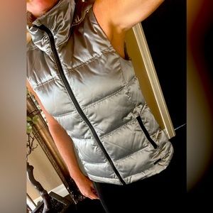 Athleta size S, metallic silver,  goose down vest